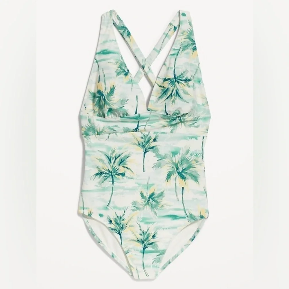 Old Navy Blue Scenic V-Neck One Piece Swim Suit - New - Size 3X